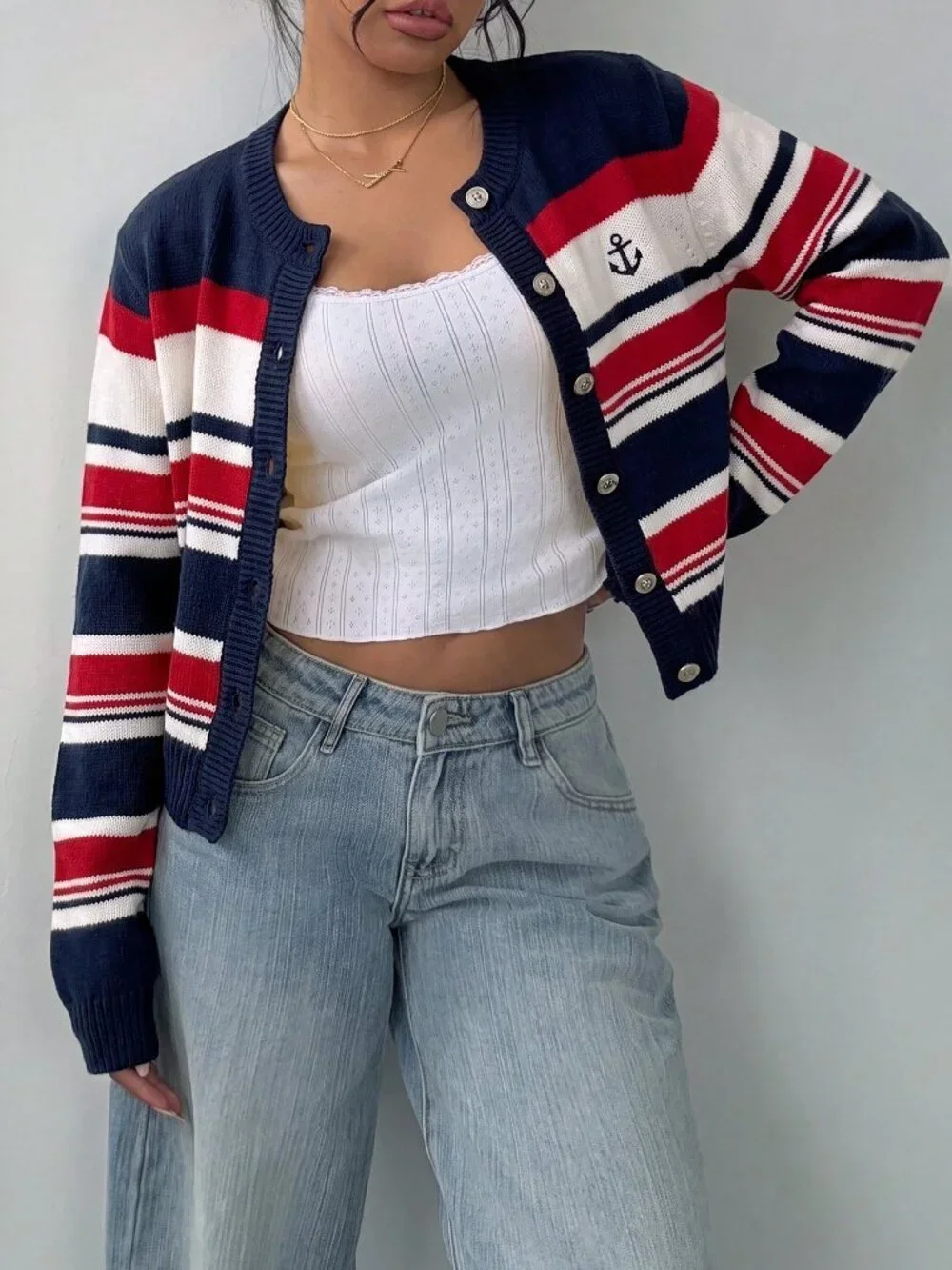 Multicolor Casual Women's Loose Short Knit Cardigan